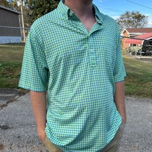 Fennec Men's Green Short Sleeve Polo Shirt Large Summer Brookside Sports Shirt